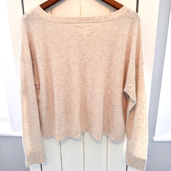 Aerie Cream Colour Sweater, Size Medium, Wide Neck and Cropped Fit - Picture 2 of 6